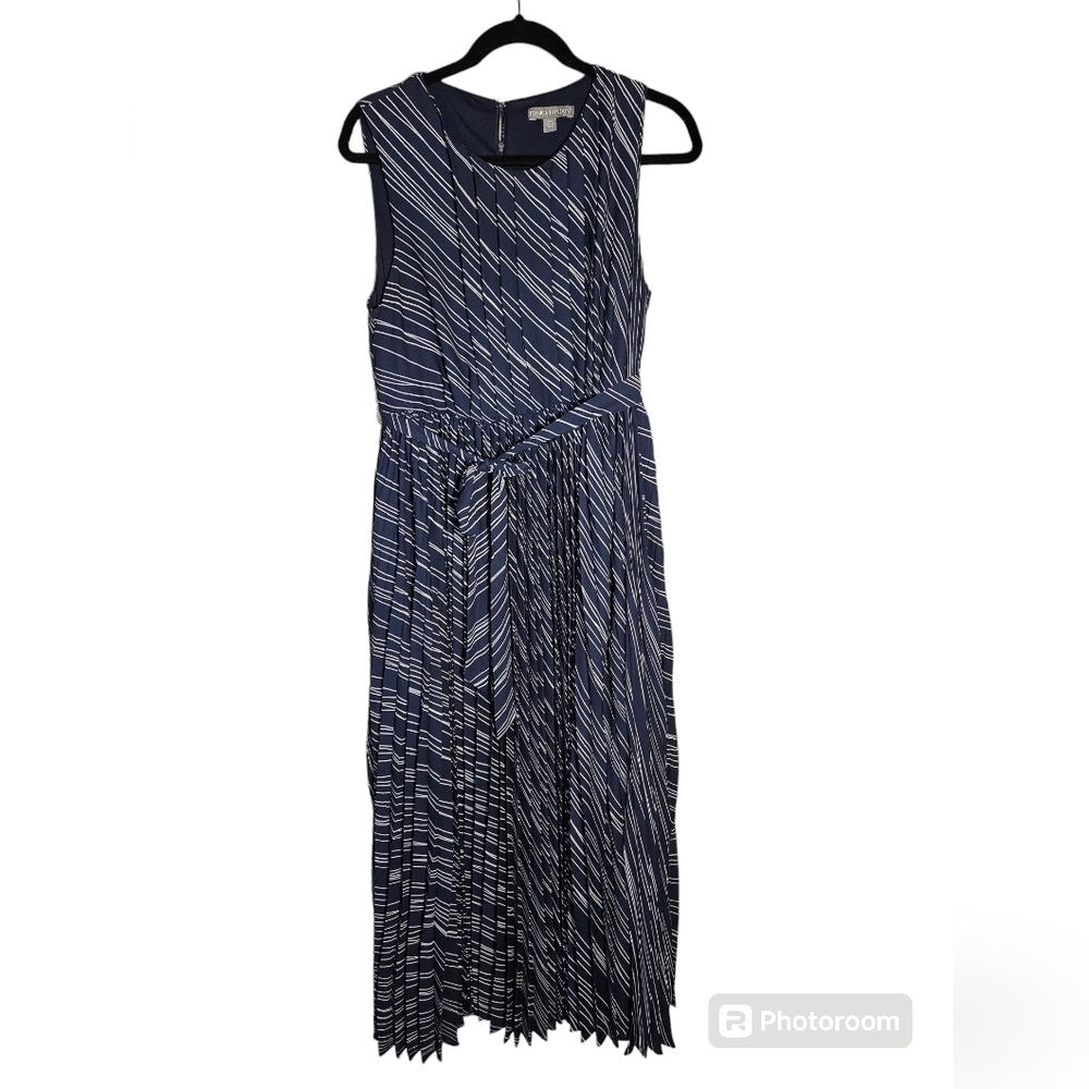 Jessica London blue and white pleated dress size 12W.